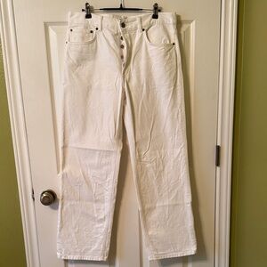 Zara White Button Fly Jeans